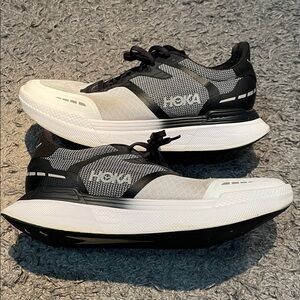Hoka Black and White Athletic Shoes